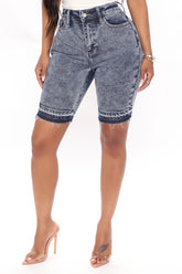 Make It Happen Denim Bermuda Shorts - Acid Wash Blue Ins Street